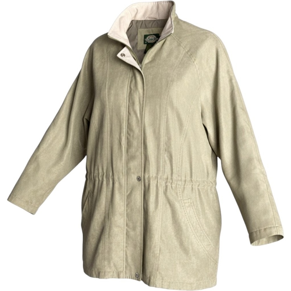 Cabelas Utility Lightweight Chore Coat Drawstring Waist Suede Jacket Womens XL